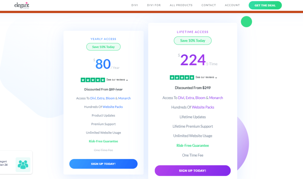 Divi Pricing Page