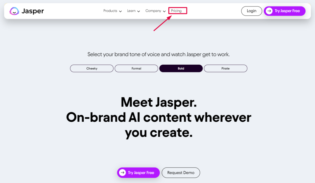 Jasper AI Homepage
