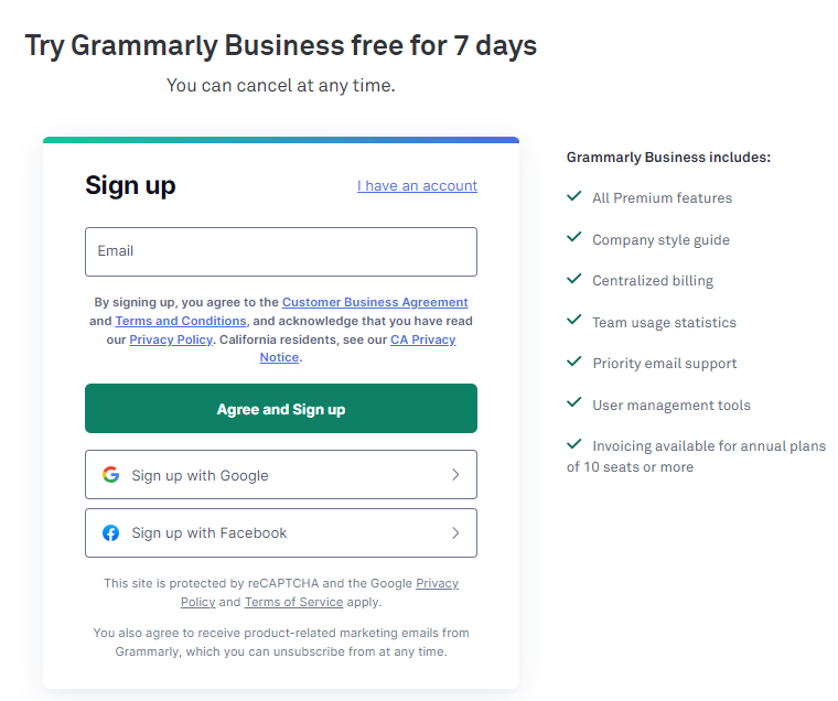 Grammarly - Sign up