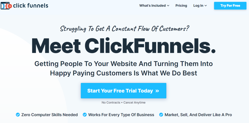 Clickfunnel Homepage