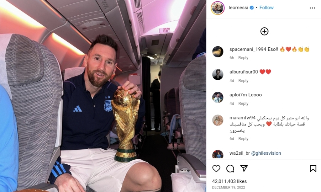  Messi with the World Cup trophy