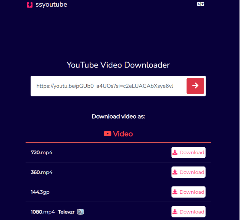 Paste The Link YouTube video Downloader