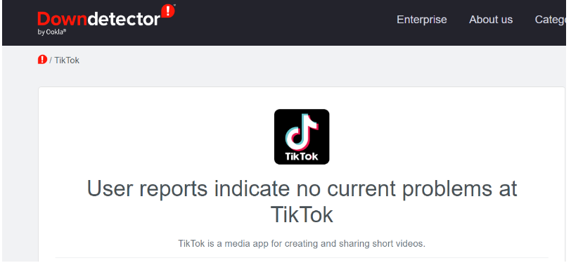 Is TikTok Down - Down Detector